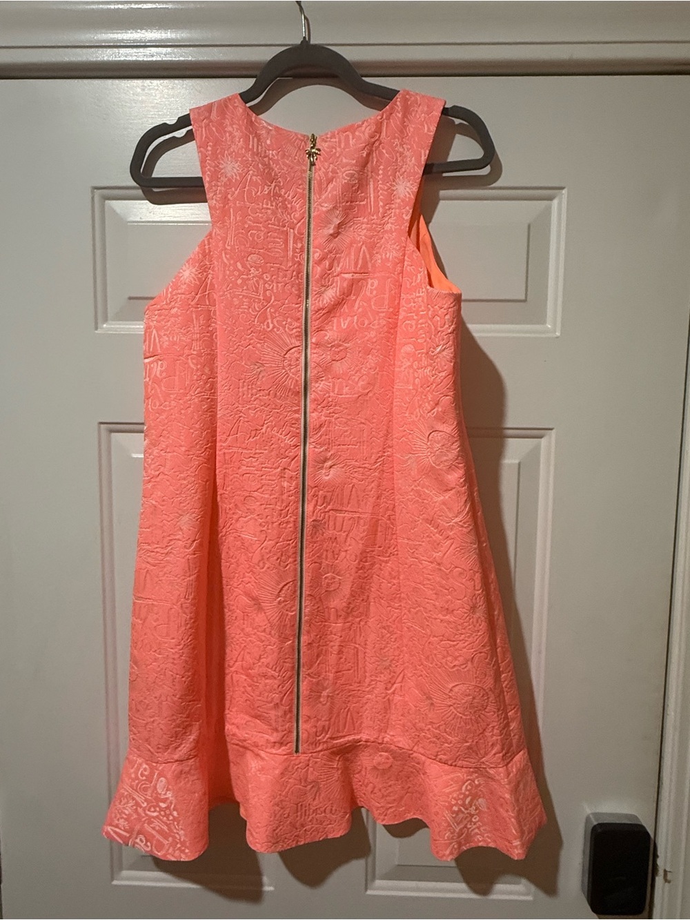 Lilly Pulitzer Coral Textured Ruffle-Hem Mini Dress - Picture 3 of 7